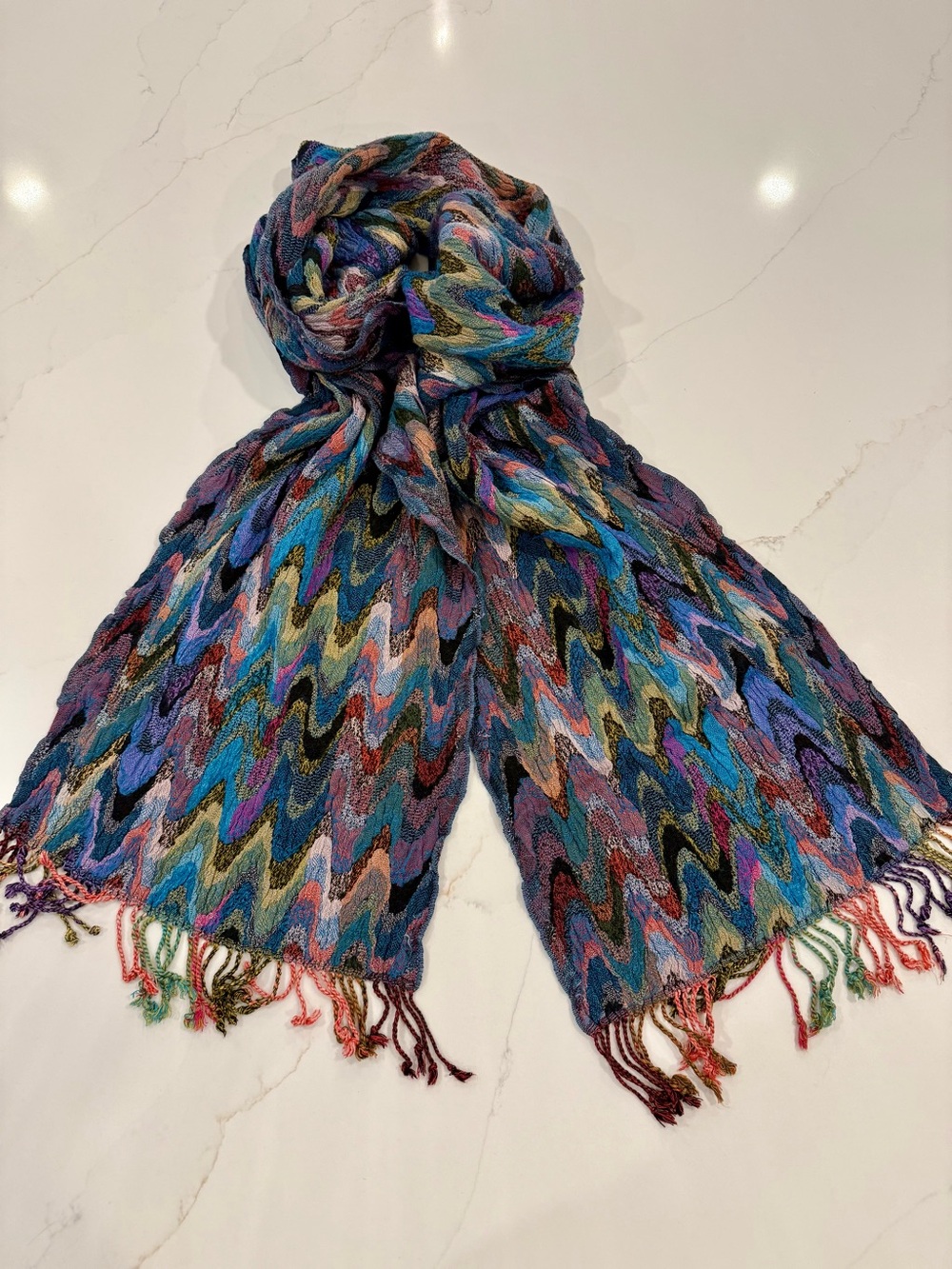 Taleen Multicolor Wave Pattern Women's Scarf approx 70in